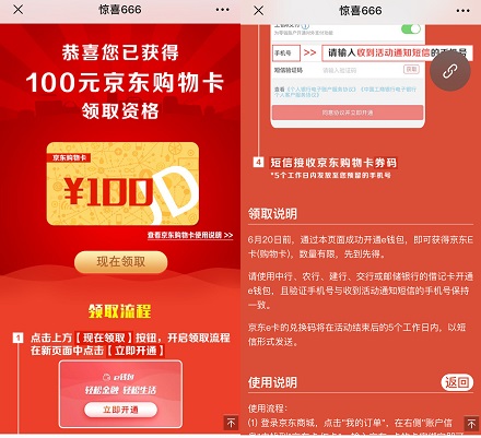 100元京东购物卡