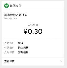 0.3元到账