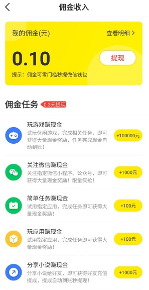 淘小说佣金